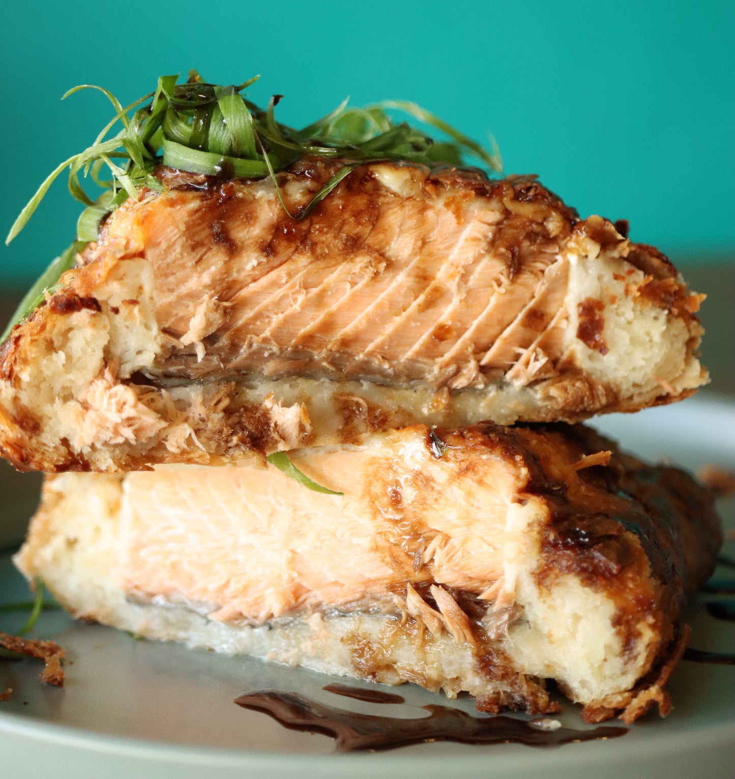 Baked Salmon in Puff Pastry with Mozzarella