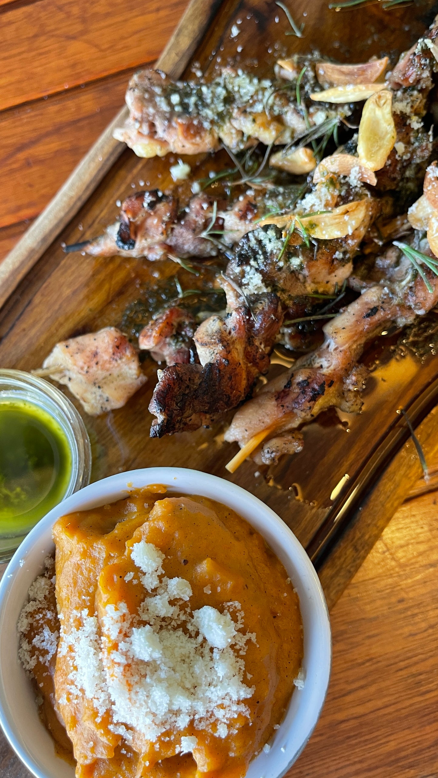 Grilled Chimichurri Chicken with Sweet Potato Mash