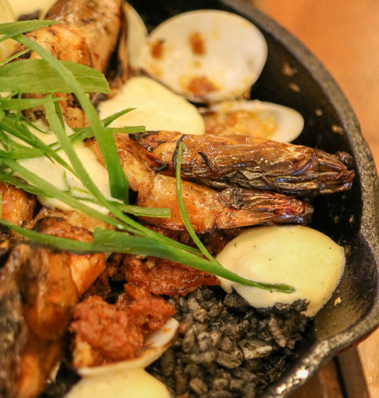 Paella Negra with Mixed Seafoods